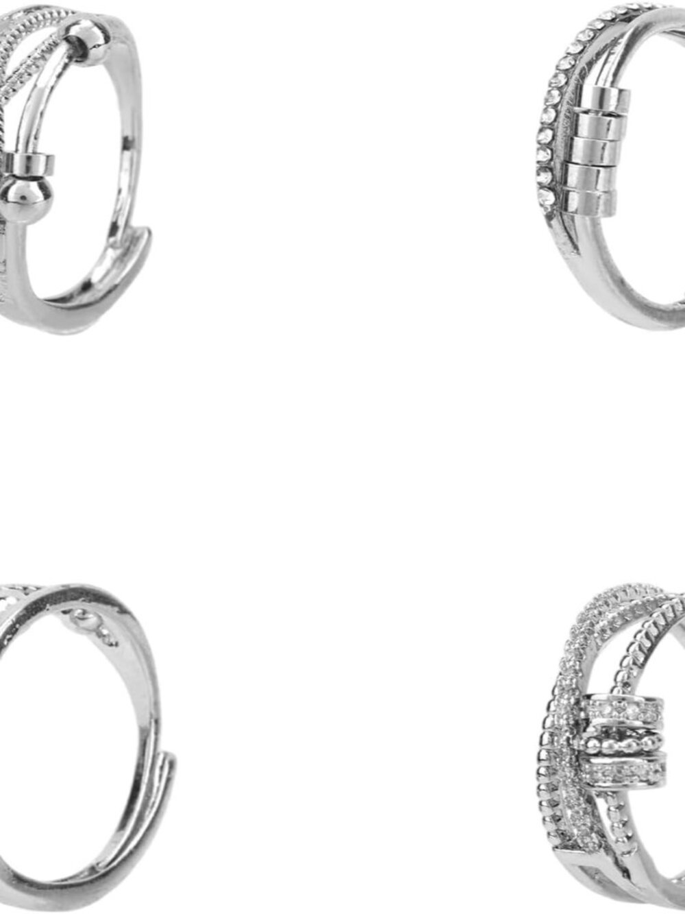 4pcs Fidget Rings for Women, Adjustable Rotating Spinner Rings Calming Sensory J